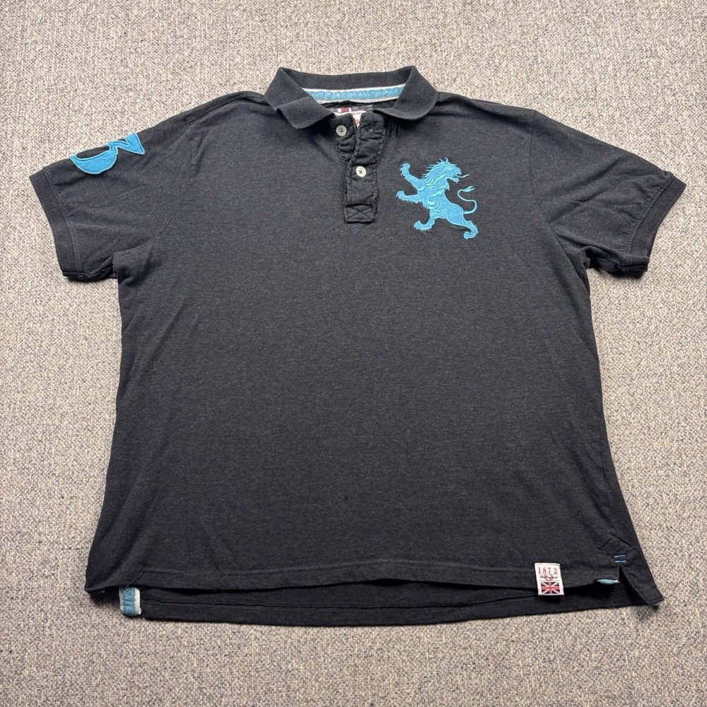 Cactus Men's Premium Blue Embroidered Dragon Polo Shirt Size XXL